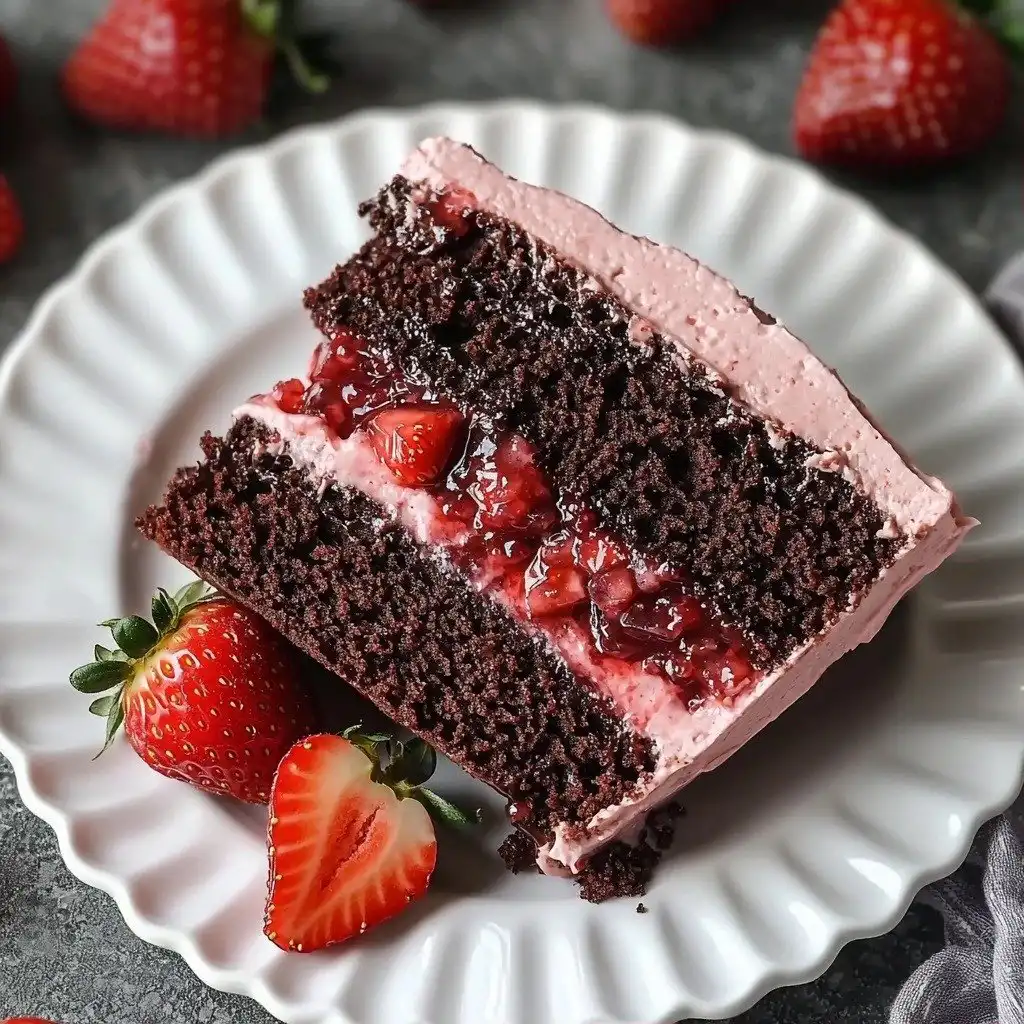 Strawberry Chocolate Cake - step by step
