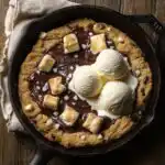 Giant S'mores Stuffed Chocolate Chip Skillet Cookie. - featured image
