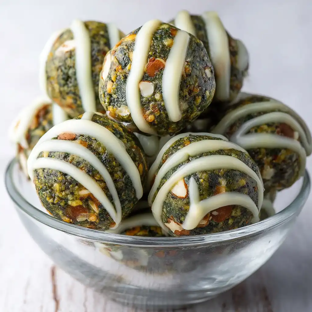Matcha No Bake Energy Bites (Gluten & Dairy Free, Vegan, Paleo) - finished dish