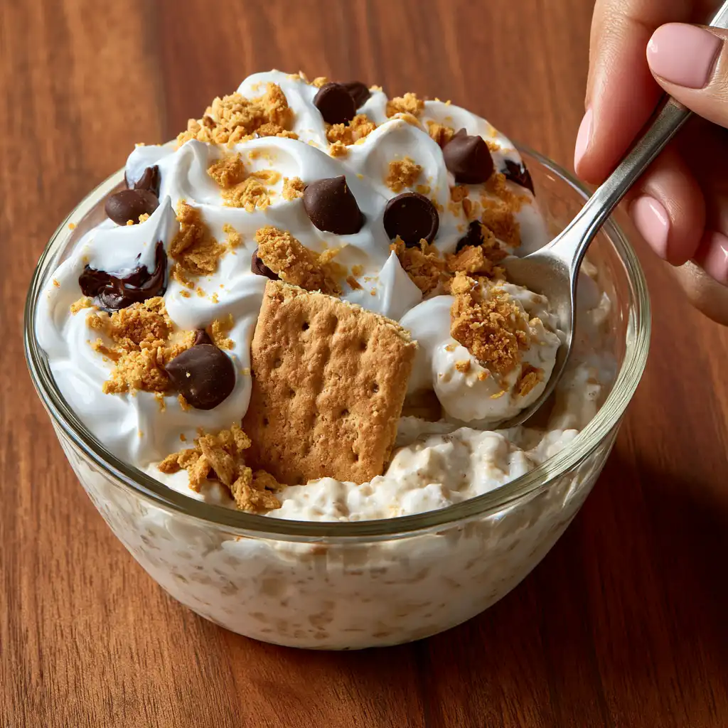 S'mores Protein Overnight Oats {with Yogurt} - finished dish