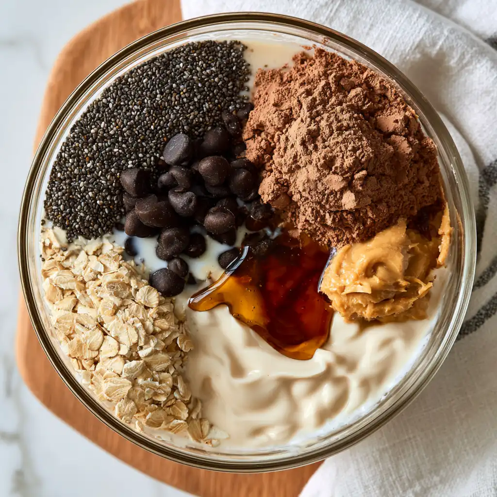 Healthy Chocolate Overnight Oats - step by step
