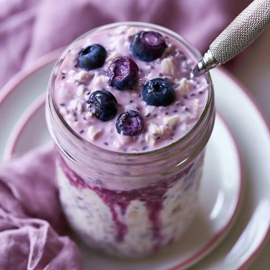 High Protein Post Workout Easy Berry Overnight Oats - step by step