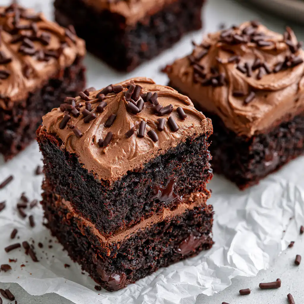 Frosted Triple Chocolate Brownies - step by step
