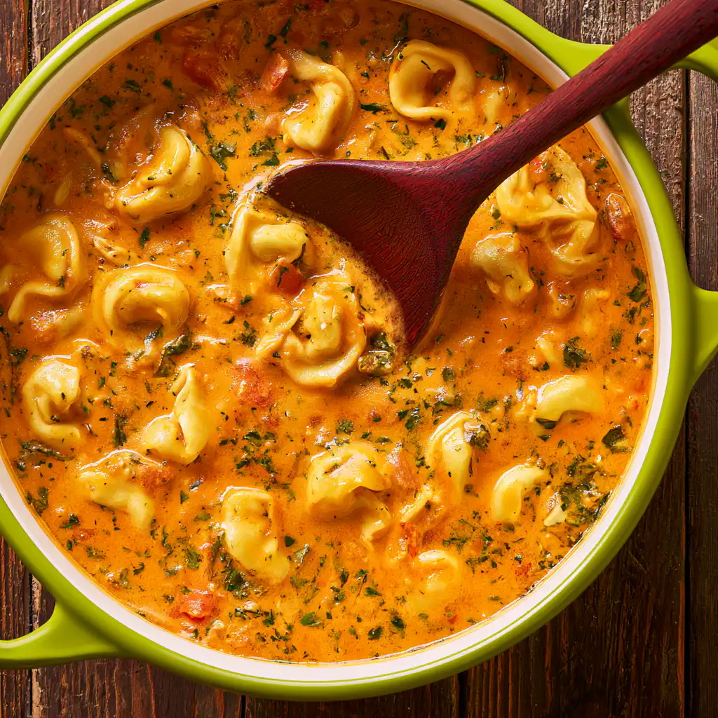 Creamy Tuscan Tortellini Soup - step by step